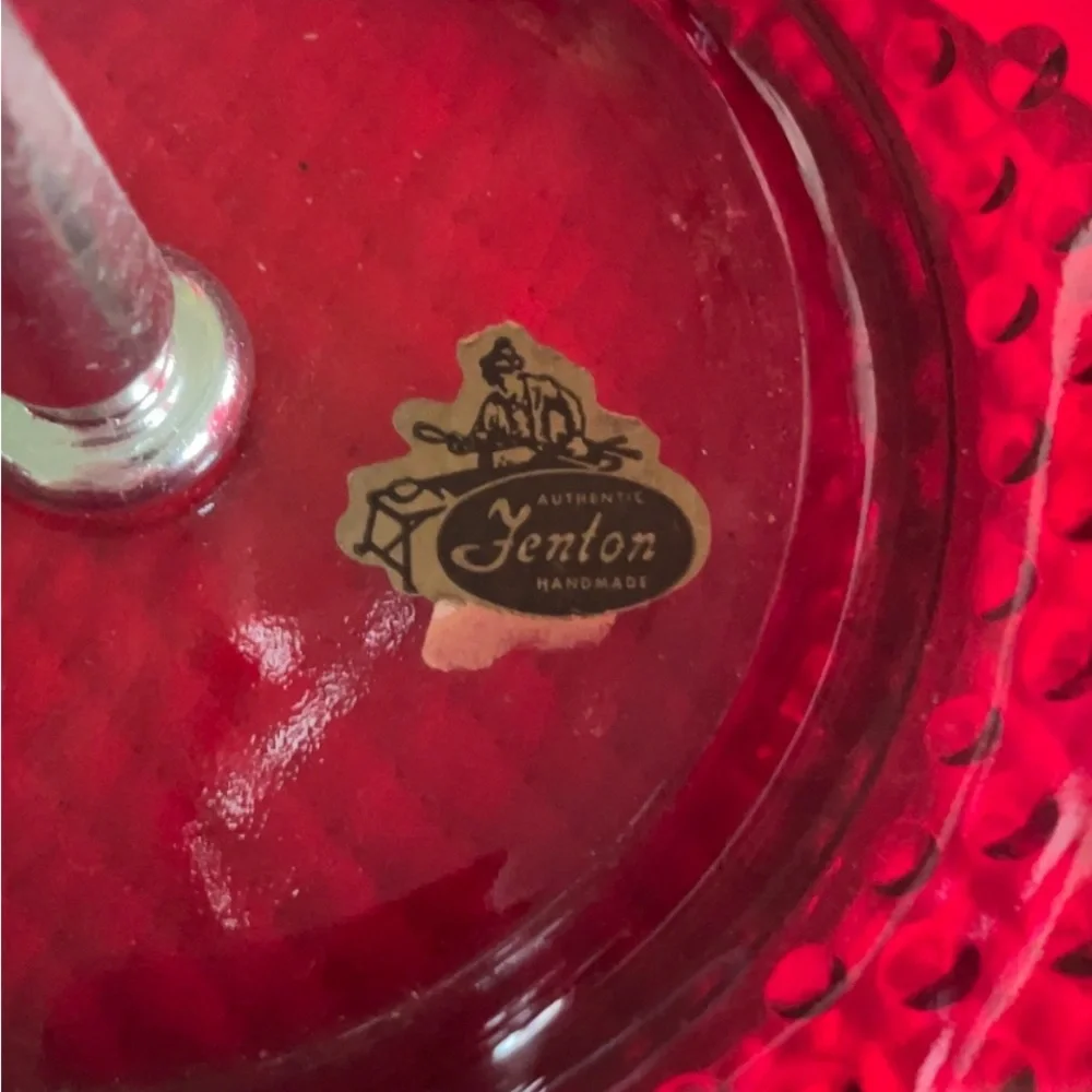 FENTON Vintage Ruby Red Amberina UV Reactive Tidbit Bowl MINT!